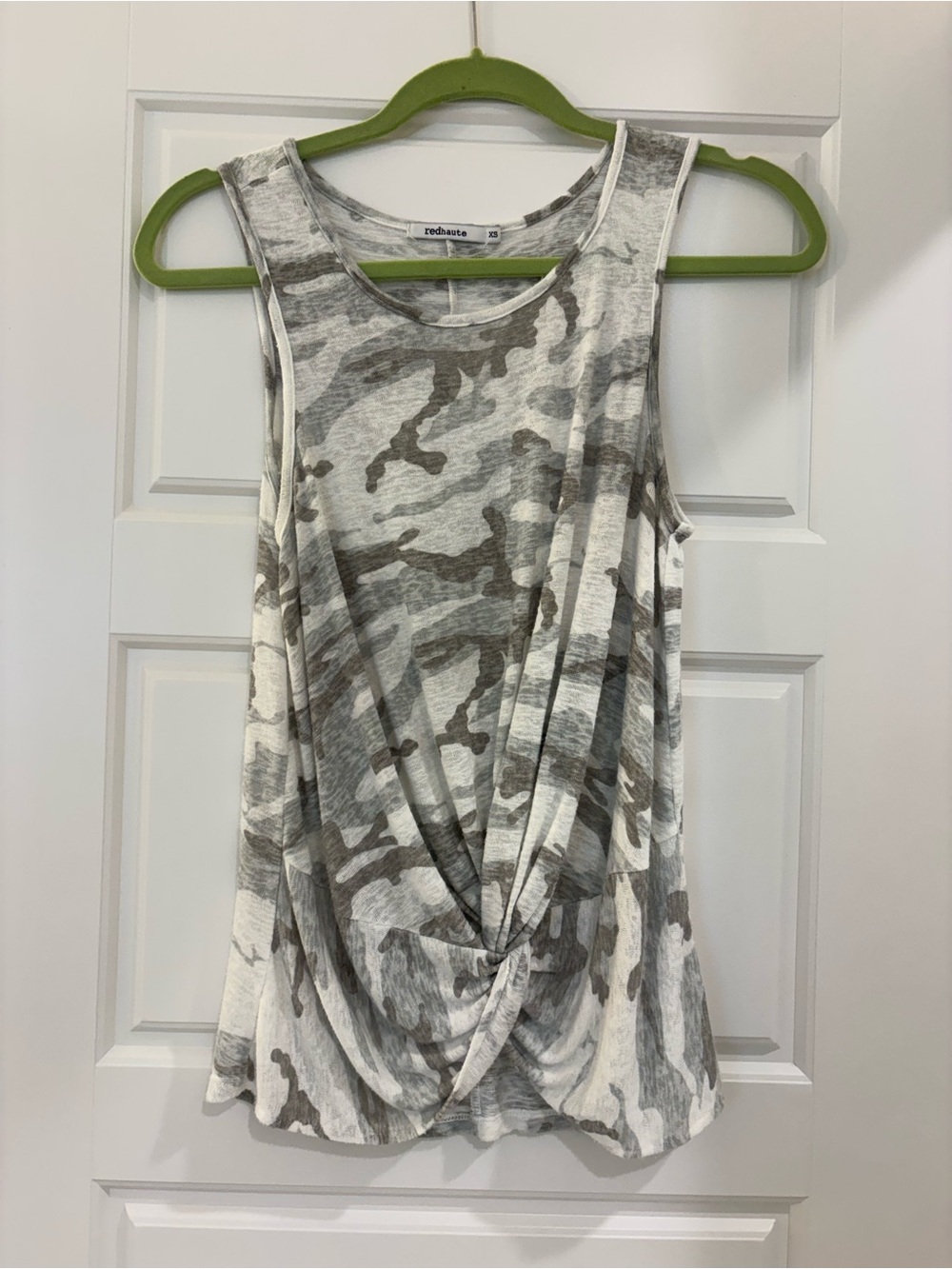 Red Haute Gray & White Camo Twist-Front Tank